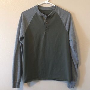 Hanes Beefy Long Sleeve Henley Baseball Shirt